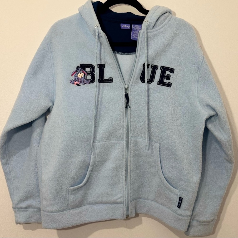 Vintage Disney Eeyore Fleece Hoodie Jacket Women’s Small – Light Blue Full Zip